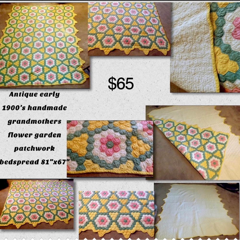 Patchwork flower garden vintage (early 1900’s) bedspread